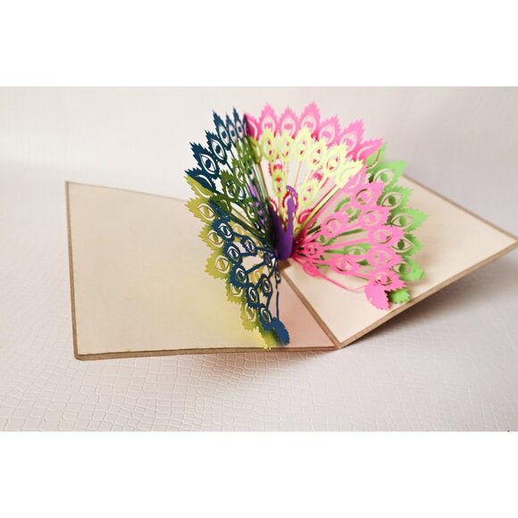 4 Vintage Pop Up Cards Intricate Peacock Galleon Ship Temple Thailand Bus - Picture 9 of 9